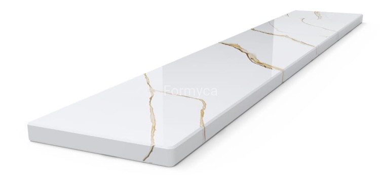 Calacatta Quartz Gold Oro YS nar. zaokrąglone 3cm