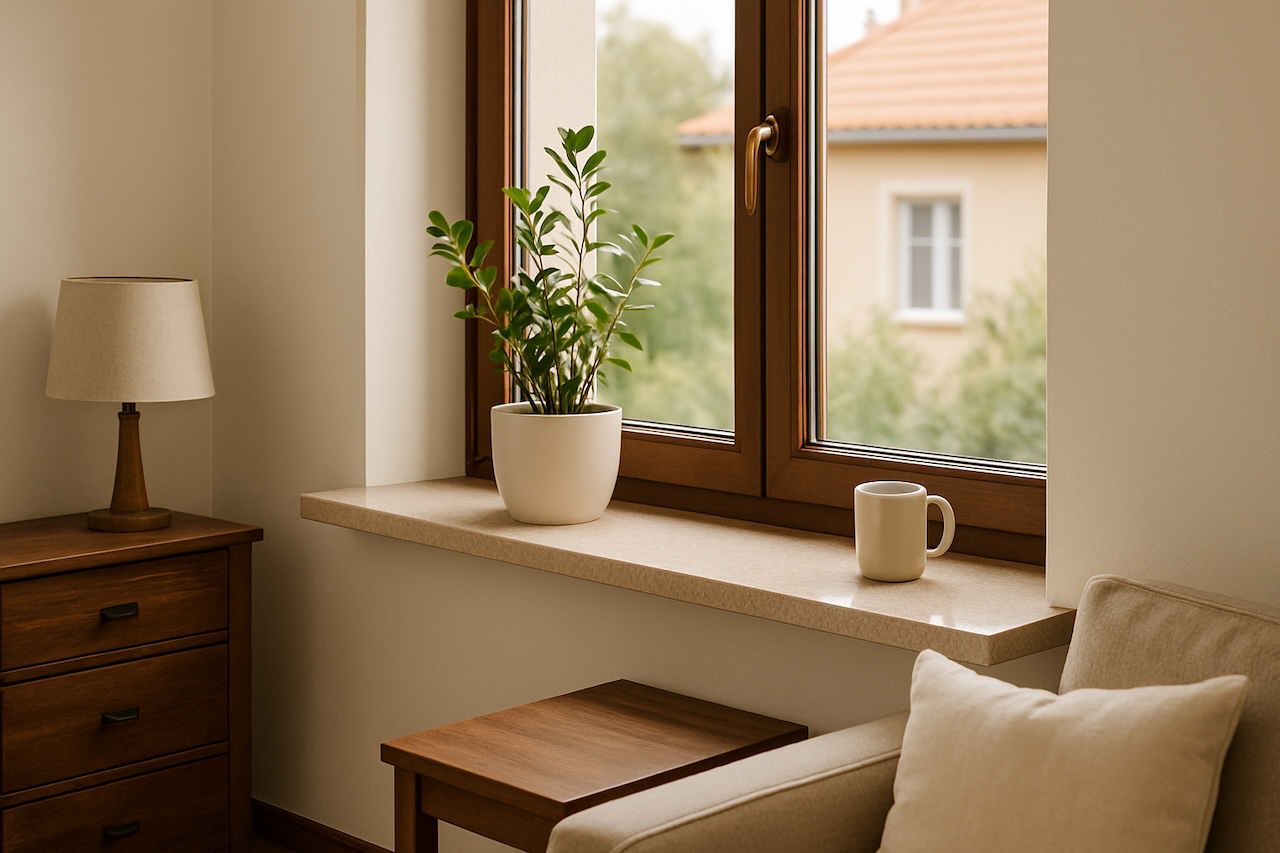 Parapet do brązowego okna kamienny